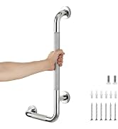 L-Shaped Grab Bars for Shower, 24x12 Inch Stainless Steel Grab Bars for Elderly for Wall Mount, A...
