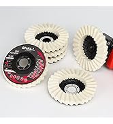 SHALL 6-Pack Felt Flap Disc Abrasives 4-1/2" x 7/8" Arbor, Wool Polishing Buffing Wheel Pad for A...