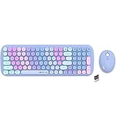Wireless Keyboards and Mouse Combos, UBOTIE Colorful Gradient Rainbow Colored Retro Typewriter Fl...