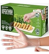 Keppi 600 Pack Disposable Gloves Medium – Clear HDPE Plastic, Food Safe, Latex-Free, BPA-Free – S...