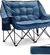 PORTAL Double Camping Chair Sofa 2 Person Loveseat Folding Thicken Camp Chair for Adults with Cup...