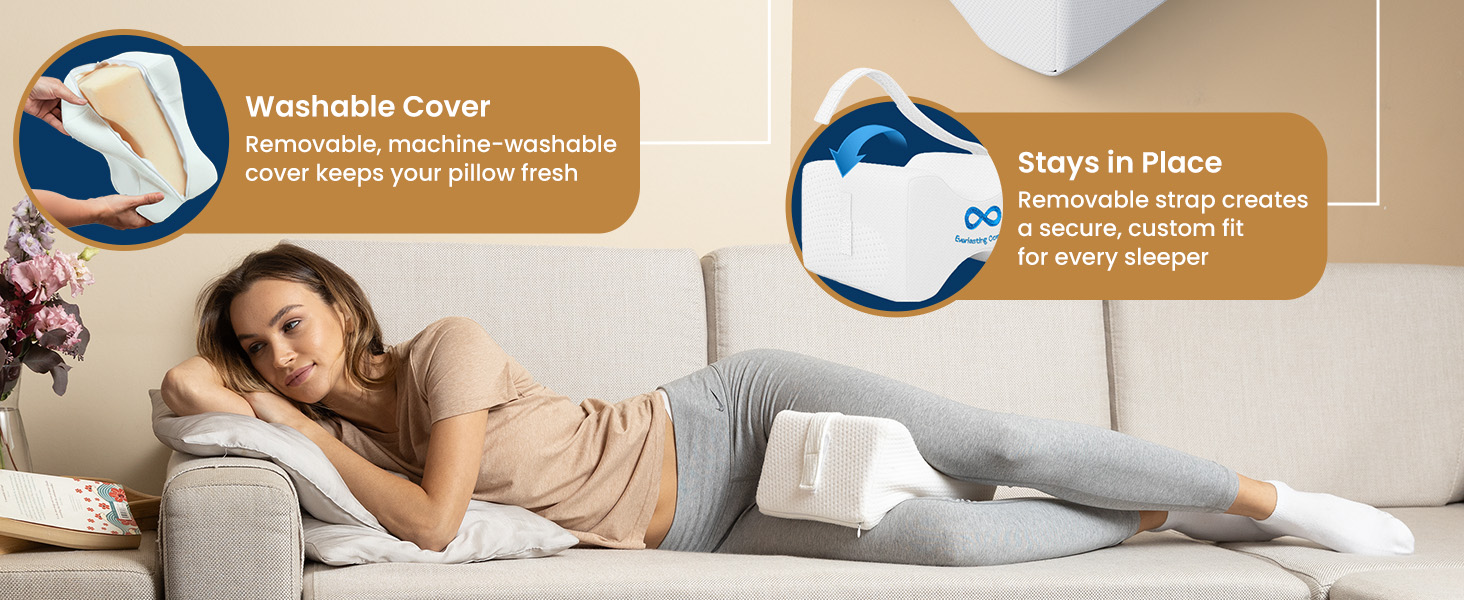 Memory Foam Knee Pillow Side Sciatica Pain Relief Pillow Support Leg Alignment Back Hip