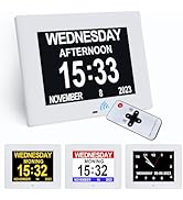 TSITSC Dementia Clock with Remote Control - 8" Large Digital Calendar Day Clock for Seniors with ...