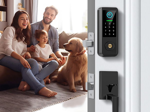 keyless entry door lock with handle