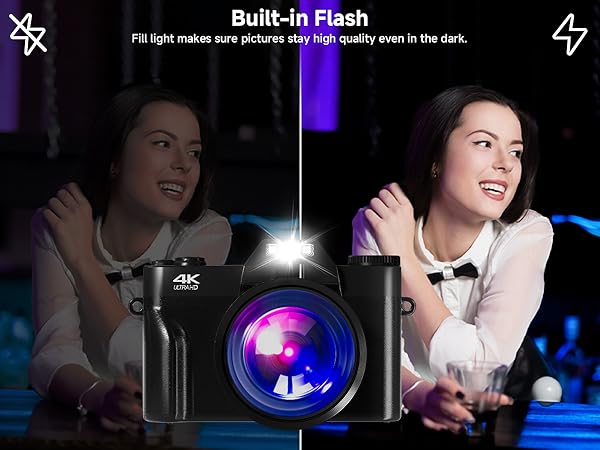 Built- in Flash,digital camera 4k 4k ultra hd digital camera digital camera with flip screen