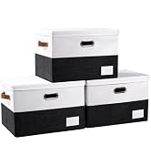 PRANDOM Foldable Storage Bins with Lids [3-Pack] Fabric Collapsible Storage Boxes Baskets Cubes C...