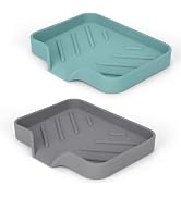 Silicone Soap Dish for Shower with Self Draining, 2 Pack Soap Holder for Bathroom, Silicone Spong...