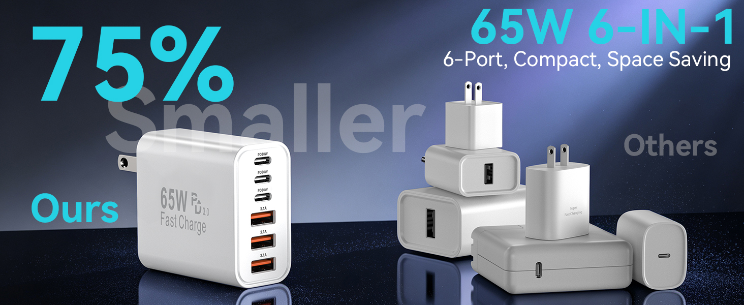 compact usb c charger block multi port