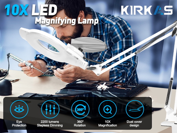 10X LED Magnifying Lamp with Clamp