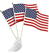 G128 12 Pack Handheld American USA Stick Flags | 12x18 In | Printed 150D Polyester, Country Flag,...