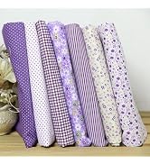 7Pcs Square Shape, Flower, Striped, Polka Dot Cotton Fabric Fabric for Sewing, 25x25cm Cotton Fab...