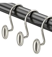 AmazerBath Nickel Shower Curtain Hooks, 12PCS Rust Proof Shower Curtain Rings, Decorative Modern ...