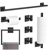 TQKAG 7-Pieces Matte Black Bathroom Hardware Accessories Set 23.6" SUS304 Stainless Steel Towel B...
