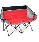 Byliable Double Camping Chair Outdoor 2-Seater Oversized 2 Person Portable Folding Lawn Chair wit...