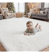 6x9 Area Rugs for Living Room Rug: Soft Fluffy Shag White Rugs for Bedroom, Non-Slip Large Fuzzy ...