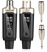 UHF Wireless XLR Transmitter and Receiver with 48V Phantom Power,Rechargeable Mic Adapter 16 Chan...