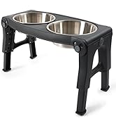 Dexas Pets Adjustable Height Double Pet Feeder with Stainless Steel Bowls