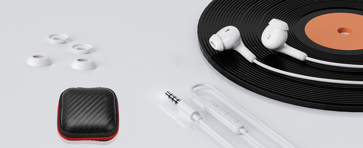 3.5mm Earbuds Hi-Fi Stereo Headphone Bass Wired Earphones with Mic Volume Control for iPhone 6