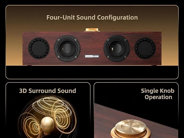 Four Unit sound configuration 3d surround sound single knob operation