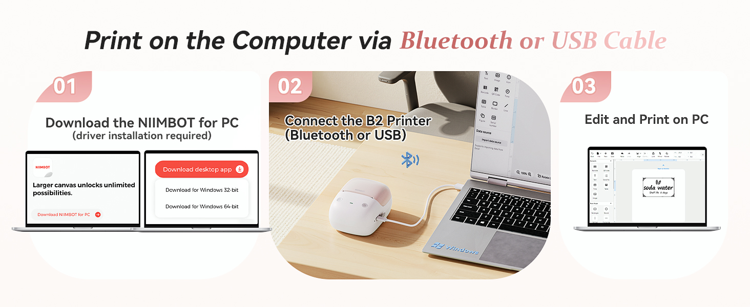 NIIMBOT B2 Label Maker Machine with Tape, Portable Bluetooth Label Printer with Multiple Templates