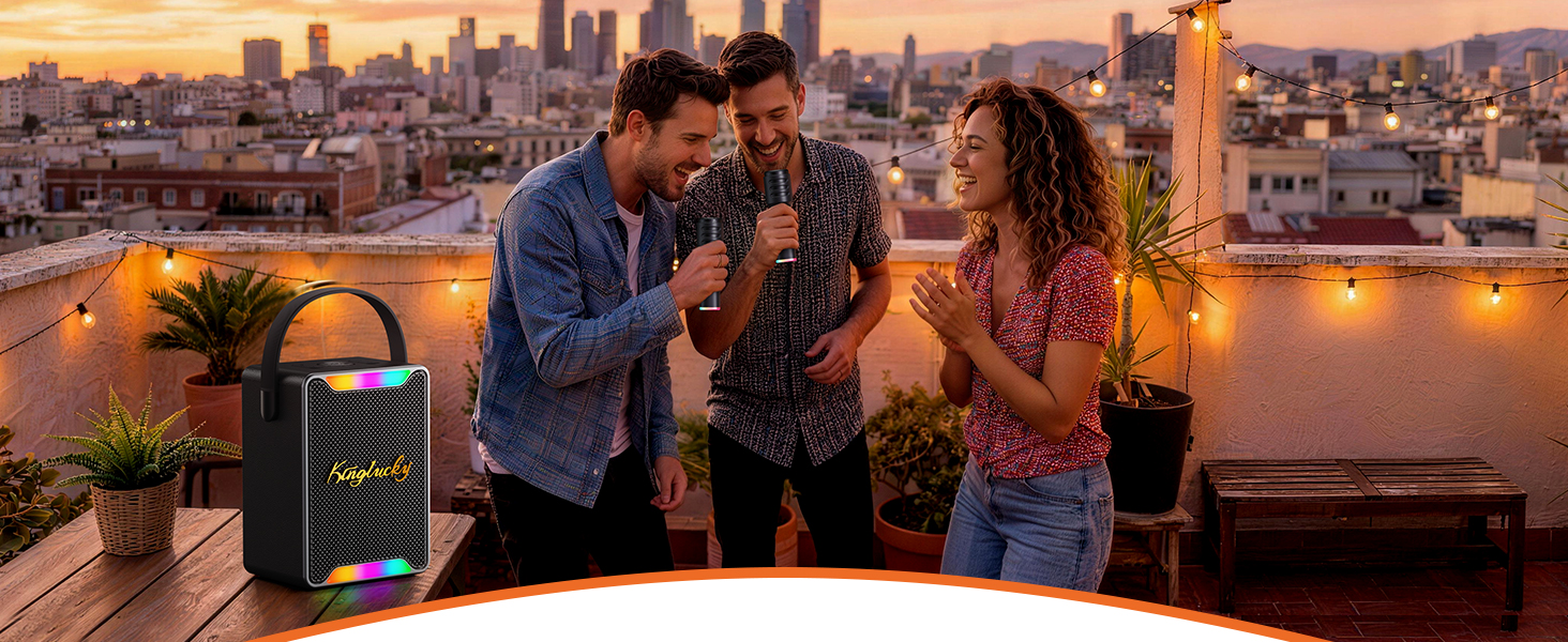 Karaoke Machine for Kids and Adults, Portable Karaoke Machine with 2 Wireless Microphones