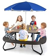 HONEY JOY Kids Picnic Table, 8 Person Toddler Outdoor Table and Chair Set, 4 Built-in Benches, Re...