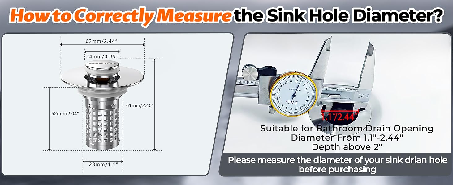 sink hole diameter
