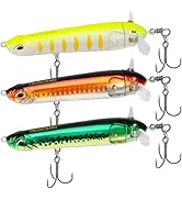 TRUSCEND Topwater Fishing Lures with BKK Hooks, Pencil Plopper Fishing Lures for Bass Catfish Pik...