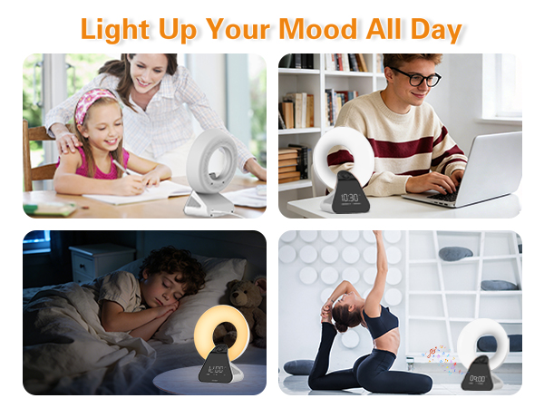 Voraiya Light Therapy Lamp Wake Up Light Sunrise Alarm Clock