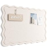 Fluxynara Scalloped Felt Bulletin Board, 23.6"x17.1", Oatmeal | Cork Board Alternative with Remov...