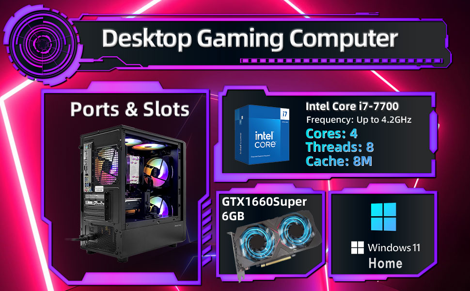 Prebuilt Gaming PC Desktop Computer , Intel Core i7-77003.6GHz-4.2
