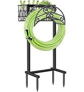 TomCare Garden Hose Holder with Large Storage Basket Heavy Duty Water Hose Holder Holds 160 Feet ...