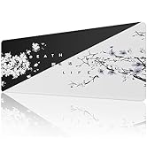 ETZ Black and White Japanese Cherry Tree Blosson Mouse Pad (31.5 × 11.8 × 0.12 inch) Extended Lar...