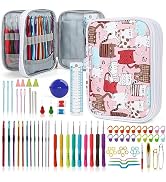 Katech Crochet Hooks Kit with Case, 85-Piece, Ergonomic Crochet Needles Weave Yarn Kits DIY Hand ...