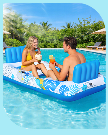 Inflatable Tanning Pool Lounger Float for 2 Person Pool Float Chairs for Adults