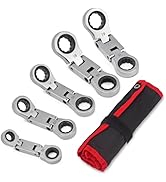 wanlvkang Stubby Wrenches Set, Flex Head Ratcheting Wrench Set Double Box End Ratchet Wrench Metr...