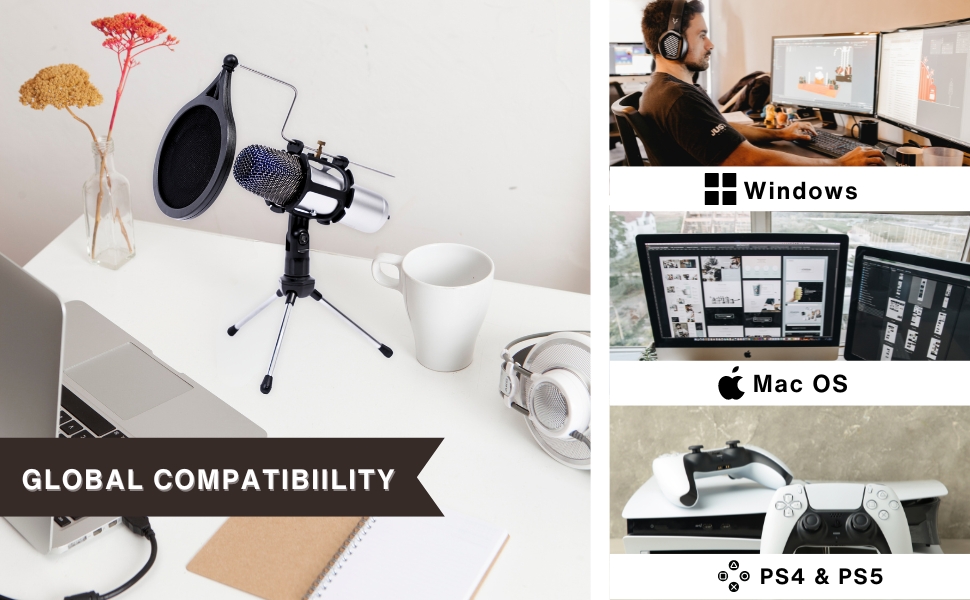 cardioid condenser microphone, condenser microphone for pc,podcast equipment bundle, usb microphone