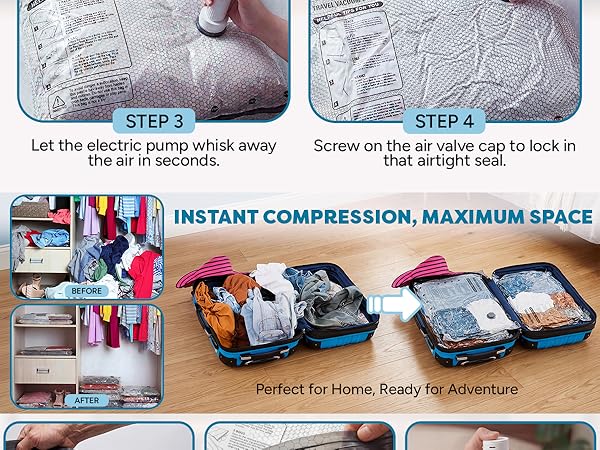 travel vacuum bags compression storage for stuff must haves packing cubes portable sealer size