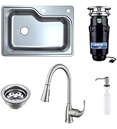 Waste Maid All-In-One Single Bowl Brushed Stainless Steel Kitchen Sink with Pull-Down Faucet, and...