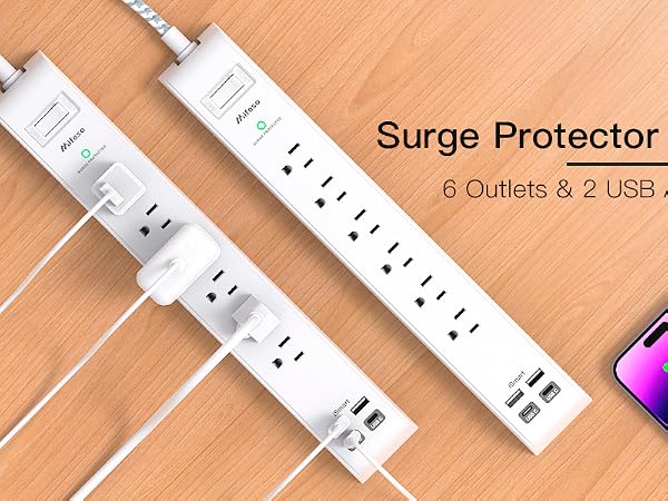 2 pack surge protector power strips