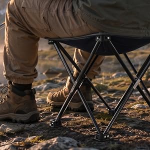 Instant deploy camping stool for quick outdoor relaxation
