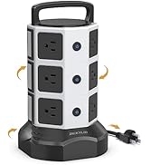 Power Strip Tower Surge Protector, JACKYLED 1625W 13A Outlet Surge Electric Tower, 12 Outlets 6 U...