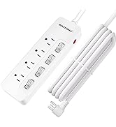 10ft Surge Protector Power Strip - 4 Oulets Wall Mountable Power Strip with Individual Switch, 14...