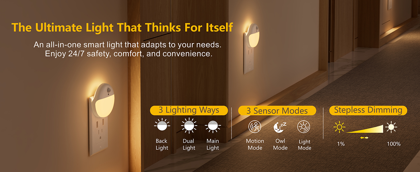 YUNLEX Warm White Motion Sensor Night Light