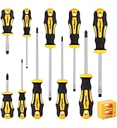 HORUSDY 11-Pieces Screwdriver Set, Magnetic 5 Phillips and 5 Flat Head Tips for Fastening and Loo...