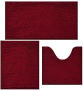 AINAHYVA Bathroom Rugs Chenille Bath mat 3-Piece Set, Super Absorbent, Strong PVC Non-Slip, Bath ...