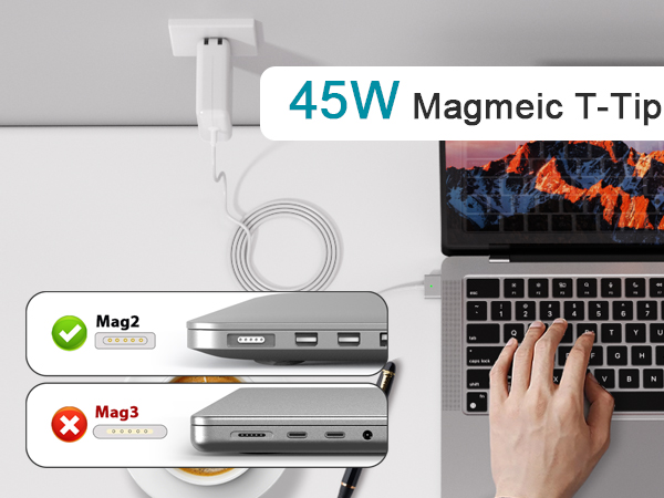 45W Charger for MacBook Pro, 45W Magnetic2 T-Tip Power Adapter Charger Replacement for Mac Pro/air