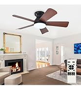 Depuley Modern Ceiling Fan with Light: 35-Inch Black Small Fans for Bedroom Indoor Outdoor - Dimm...