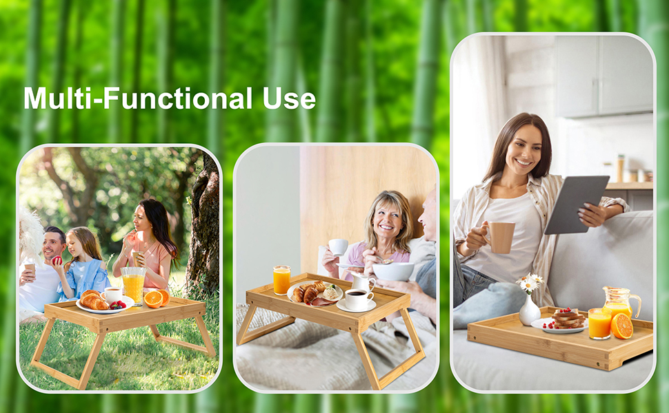 Bamboo Bed Tray Table with Folding Legs
