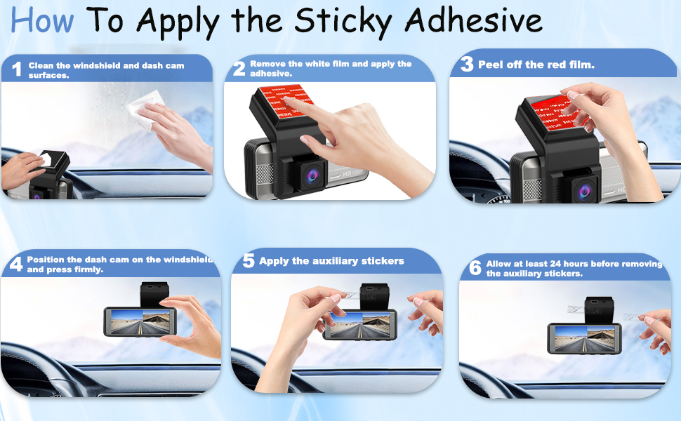 How to apply the sticky adhesive for windshield camera